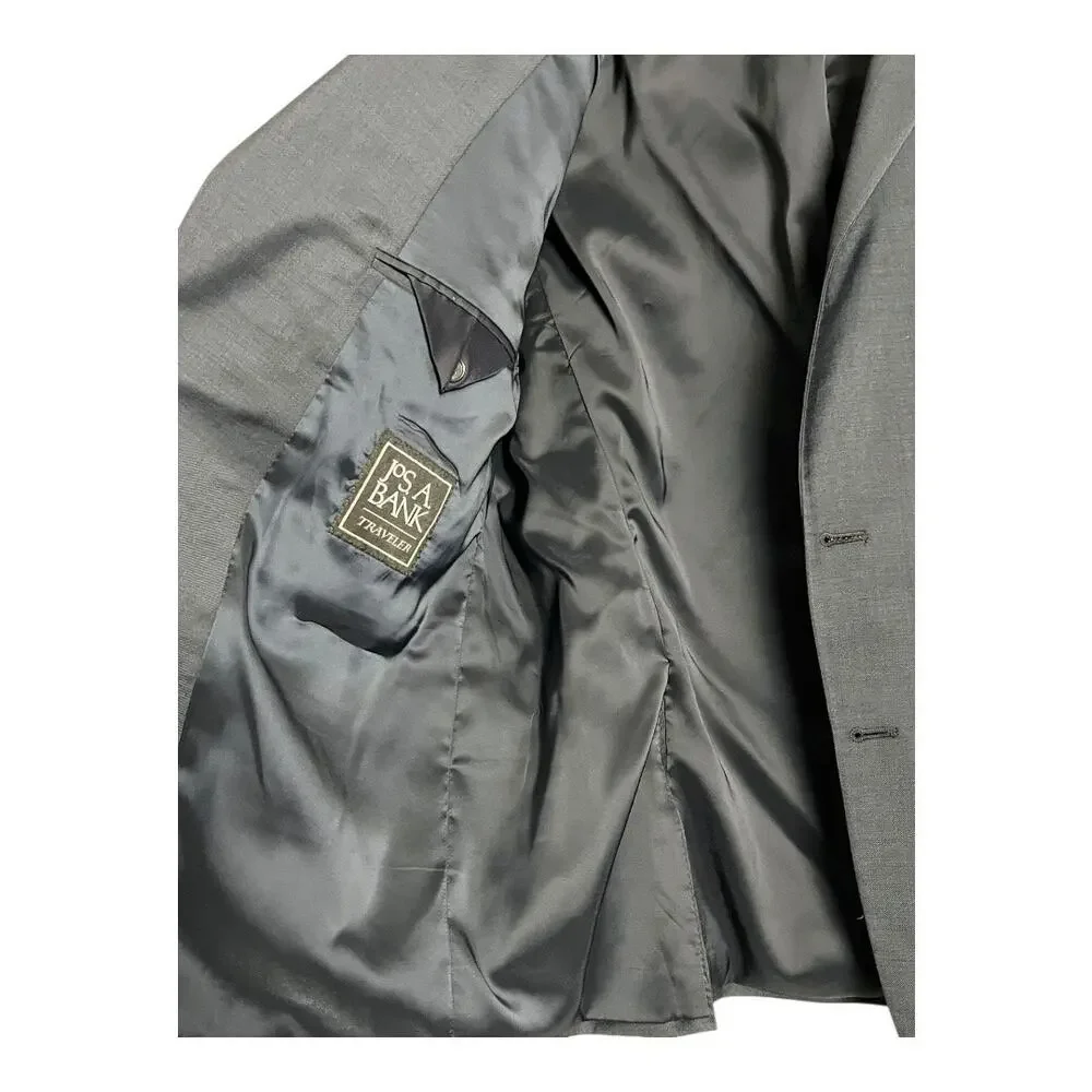 Jos. A. Bank Blue Wool Traveler Blazer Sport Coat 46 Short Preppy Navy Tailored